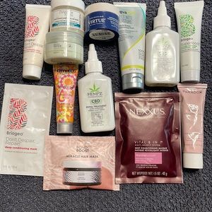 12 new hair mask/ scrubs sample set. Briogeo, Hempz, Amika and more